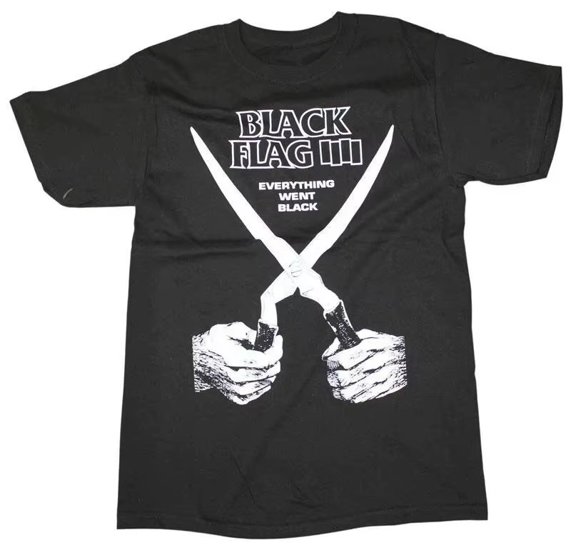 T-shirt commémoratif du groupe Black Flag pour l'album 'Everything is Black', chemise décontractée a