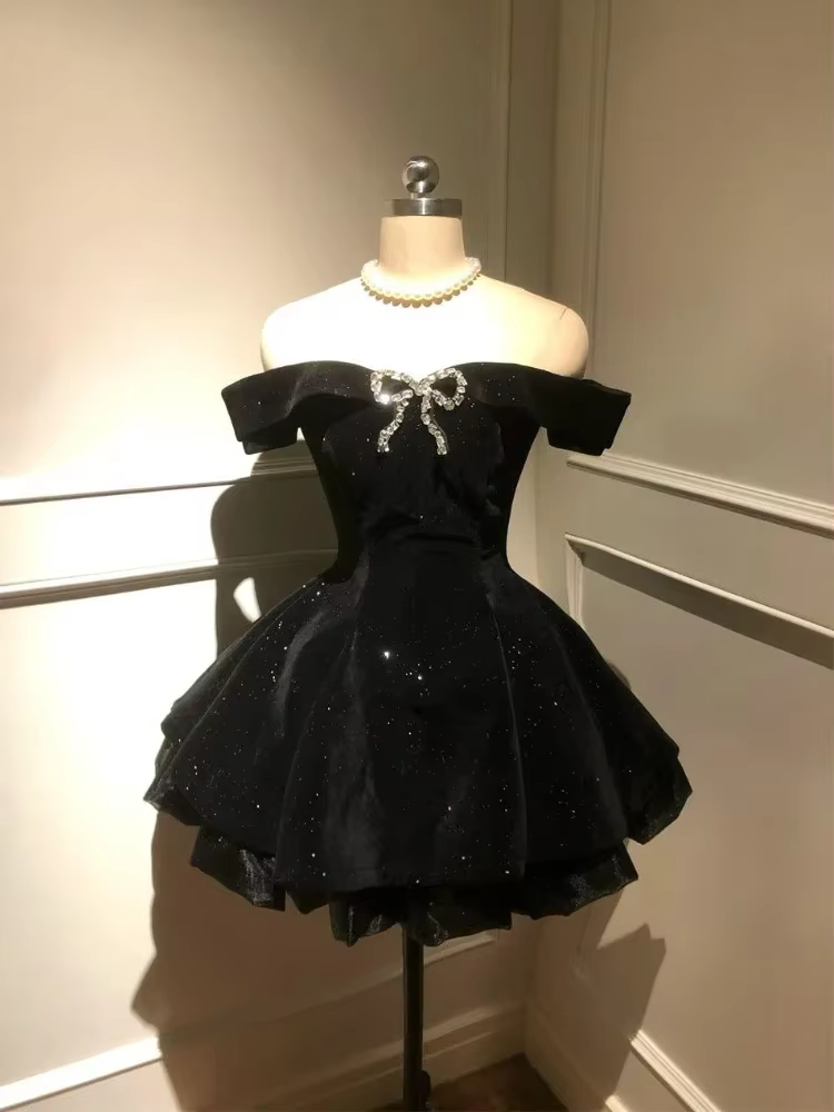 Robe de soirée noire gothique pour femmes, épaules dénudées, Vintage américain Y2k, Mini robe de bur