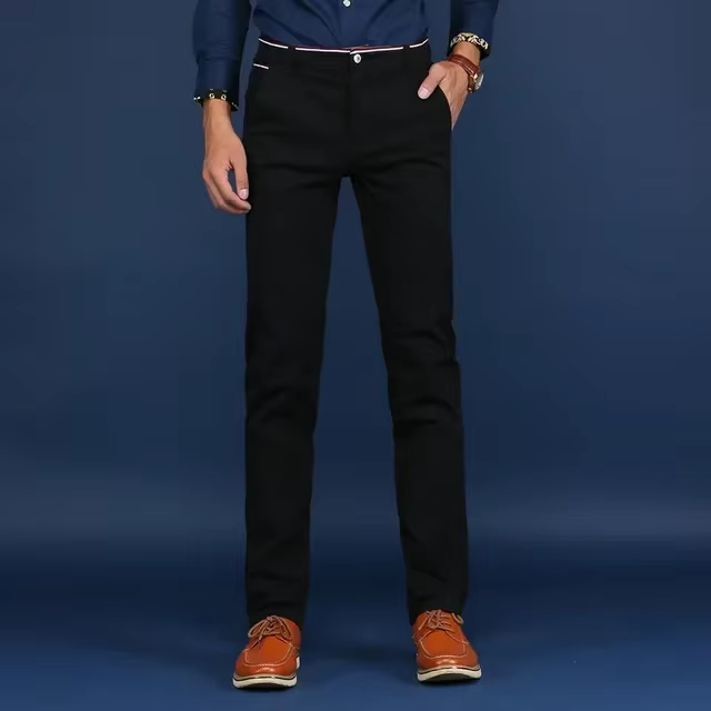 Pantalon décontracté en coton pour hommes, style classique, mince, mode, affaires, solide, document,
