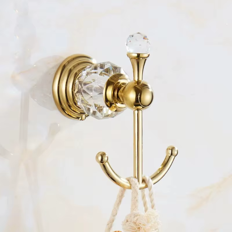 Ensemble d'accessoires de salle de bains en cristal de luxe, ensemble de matériel de bain poli en or