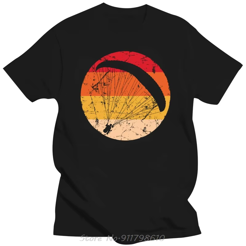 Mode rétro parapente T-shirt pour hommes loisirs parapente paramoteur Parachute T-shirt coton T-shir