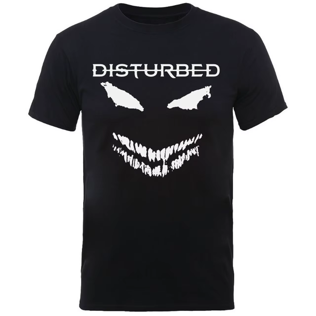 T-shirt Disturbed The Guy White Face pour homme, noir, avec motif musical classique de groupe de con
