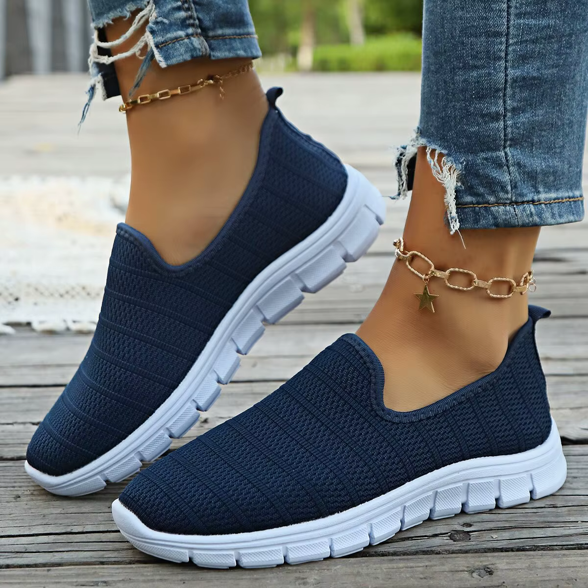 Baskets d'Été Plates à Enfiler pour Femme, Mocassins Décontractés à la Mode, Alicante de Marche en P