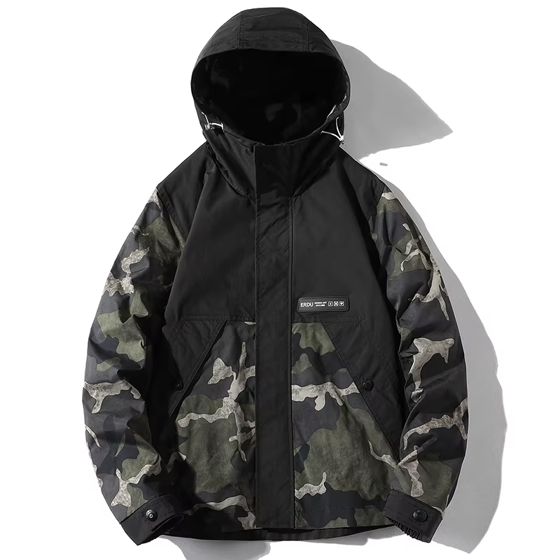 Blouson militaire pour homme, veste décontractée de camping, coupe-vent à capuche, manteau oversize 