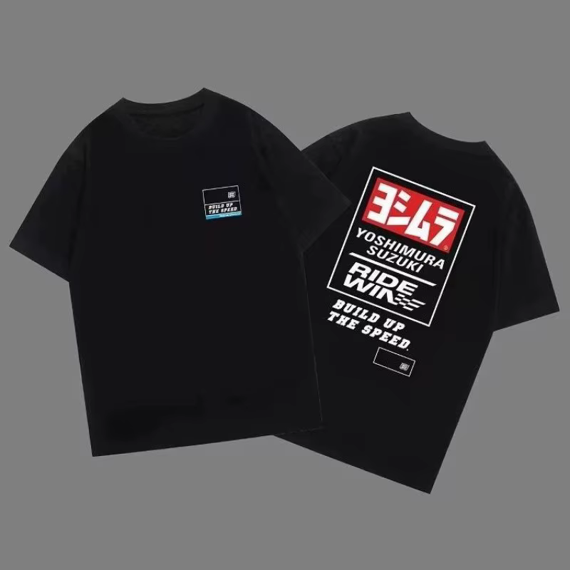 T-shirt à imprimé graphique moto japonaise pour hommes et femmes, col rond, vêtements décontractés e