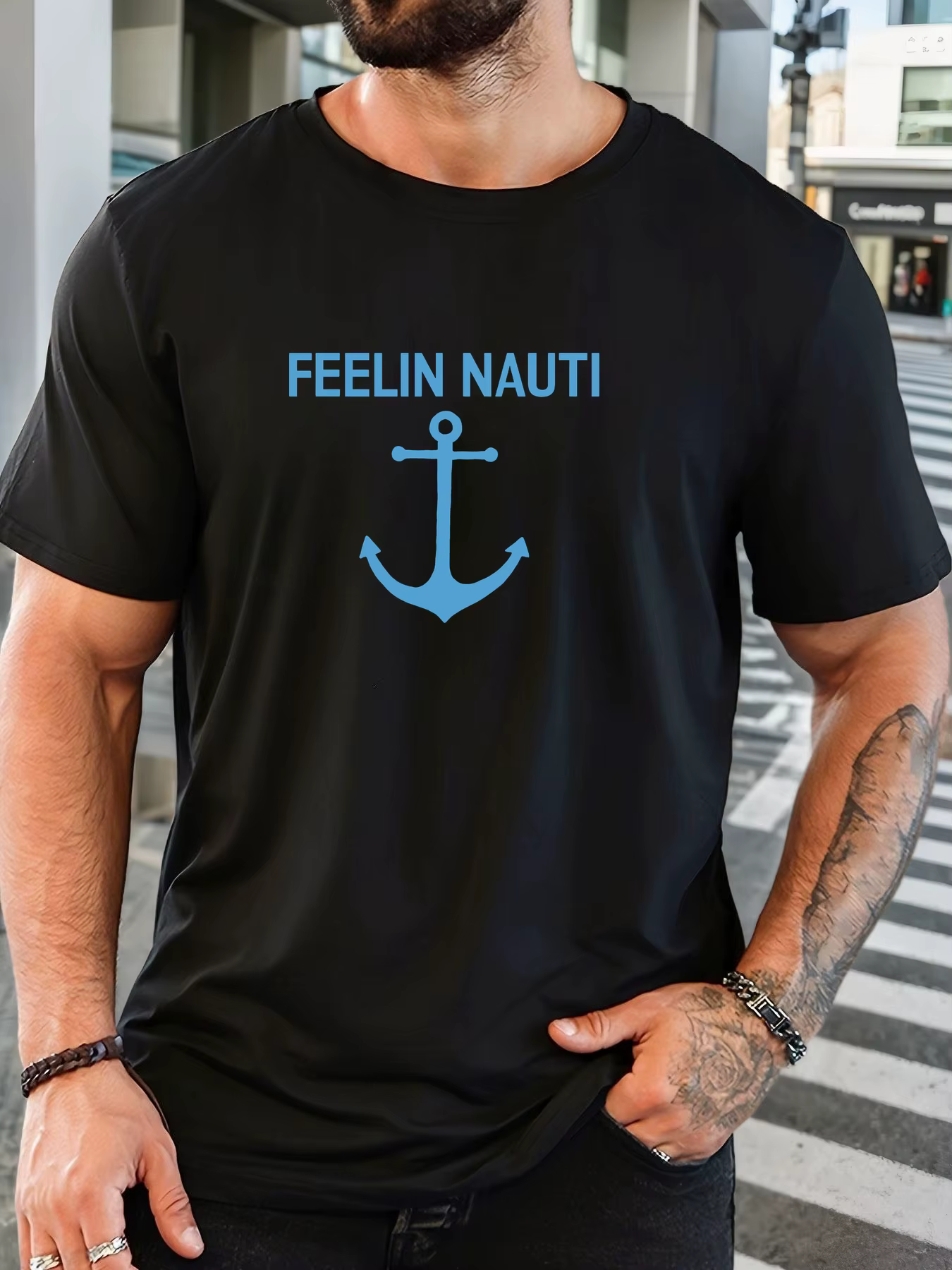 T-shirt court d'été décontracté à col rond pour hommes
