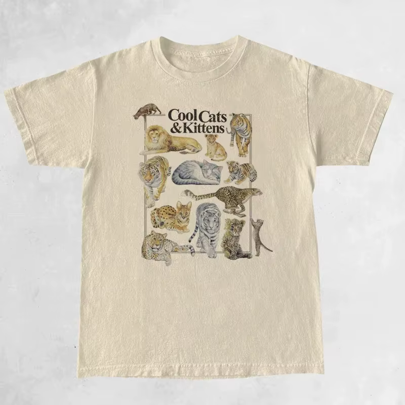 T-shirt graphique unisexe Chats and Kittens, Cool, Vintage, Grunge, Esthétique, Félin, Hiphelicopter