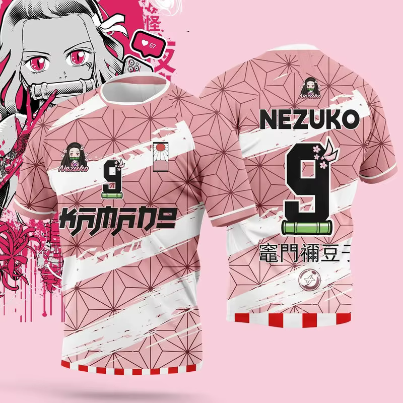 T-shirt Nezuko Kamado Demon Slayer pour hommes et femmes # T-shirt décontracté respirant style jerse