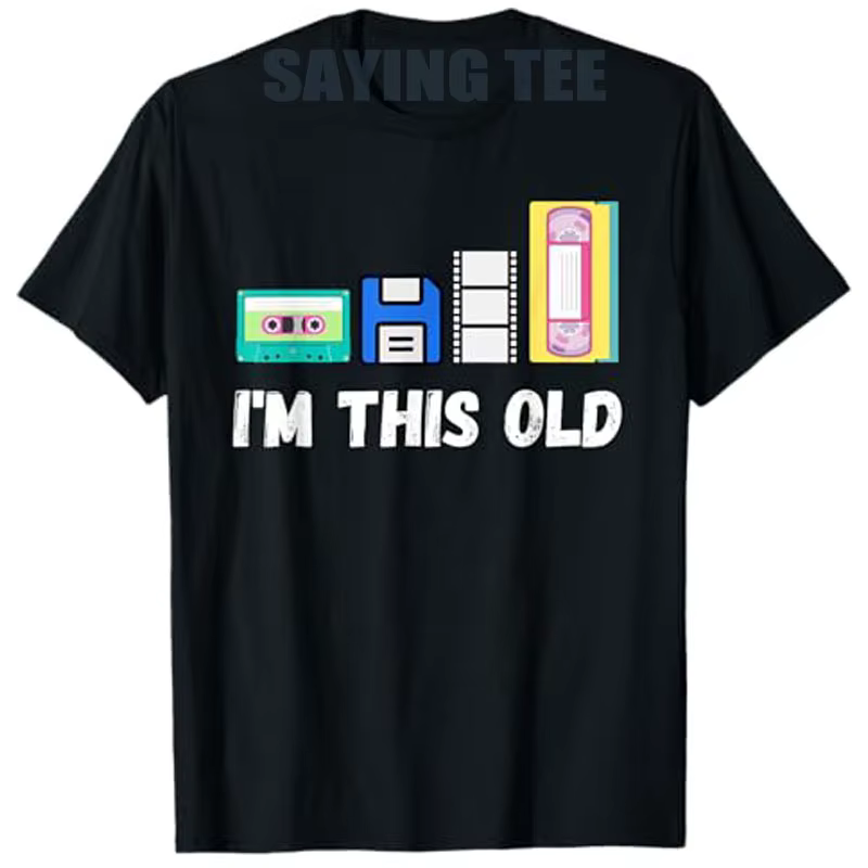 Drôle je suis cette vieille années 1980 Cassette VHS disquette rétro Tech T-Shirt années 70 80 Vinta