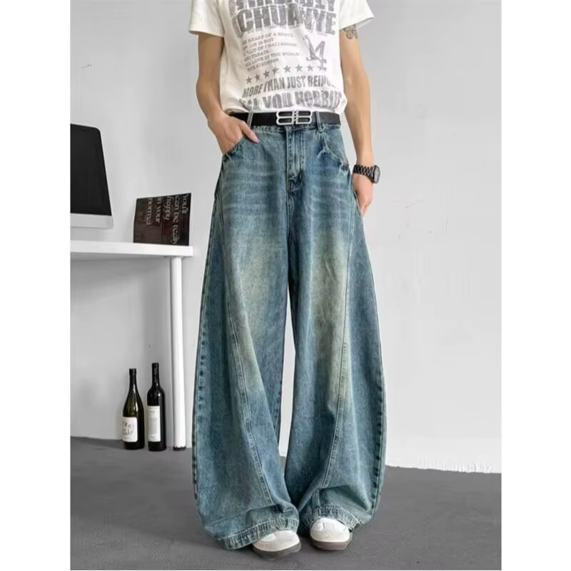 Jean Baggy à jambes larges pour hommes, Streetwear unisexe, pantalon de danse Hip Hop, coupe ample, 