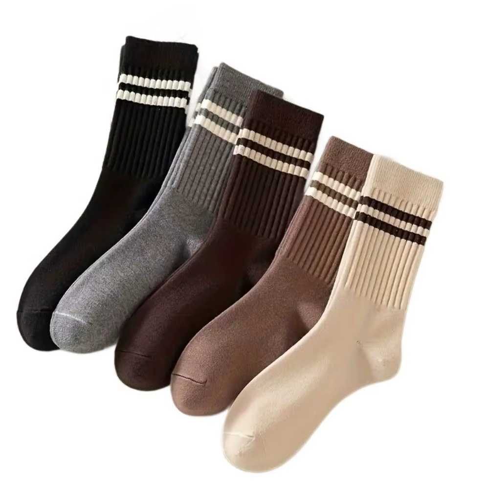 5paris rétro doux rayure chaussettes élastique respirant coton chaussettes absorbant la sueur bonnet