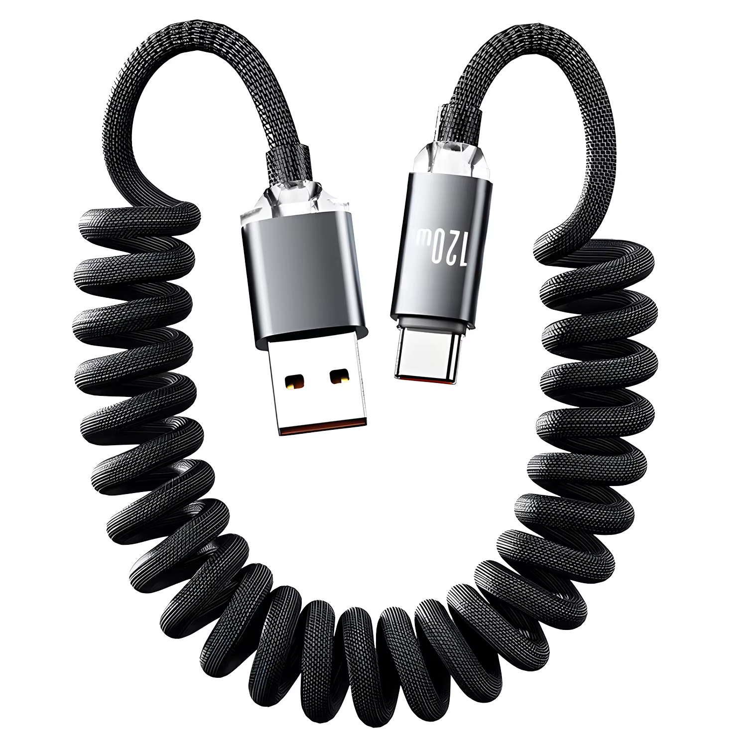 120W USB C à Type C câble à ressort de Charge rapide télescopique chargeur de téléphone de voiture c