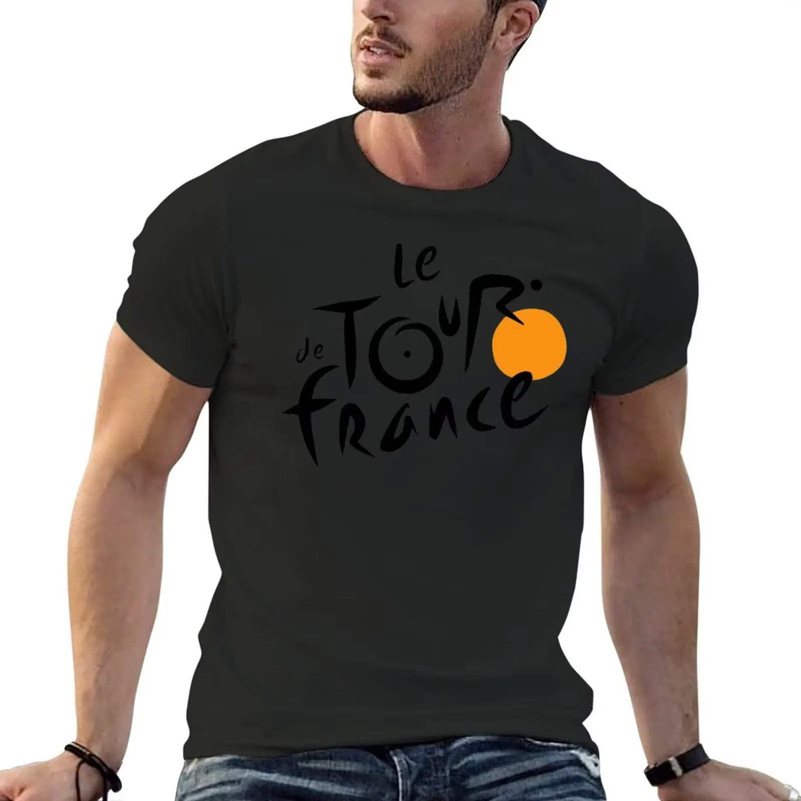 T-Shirt Surdimensionné Blanc pour Homme, Vêtement à Motif de la Customisation de France