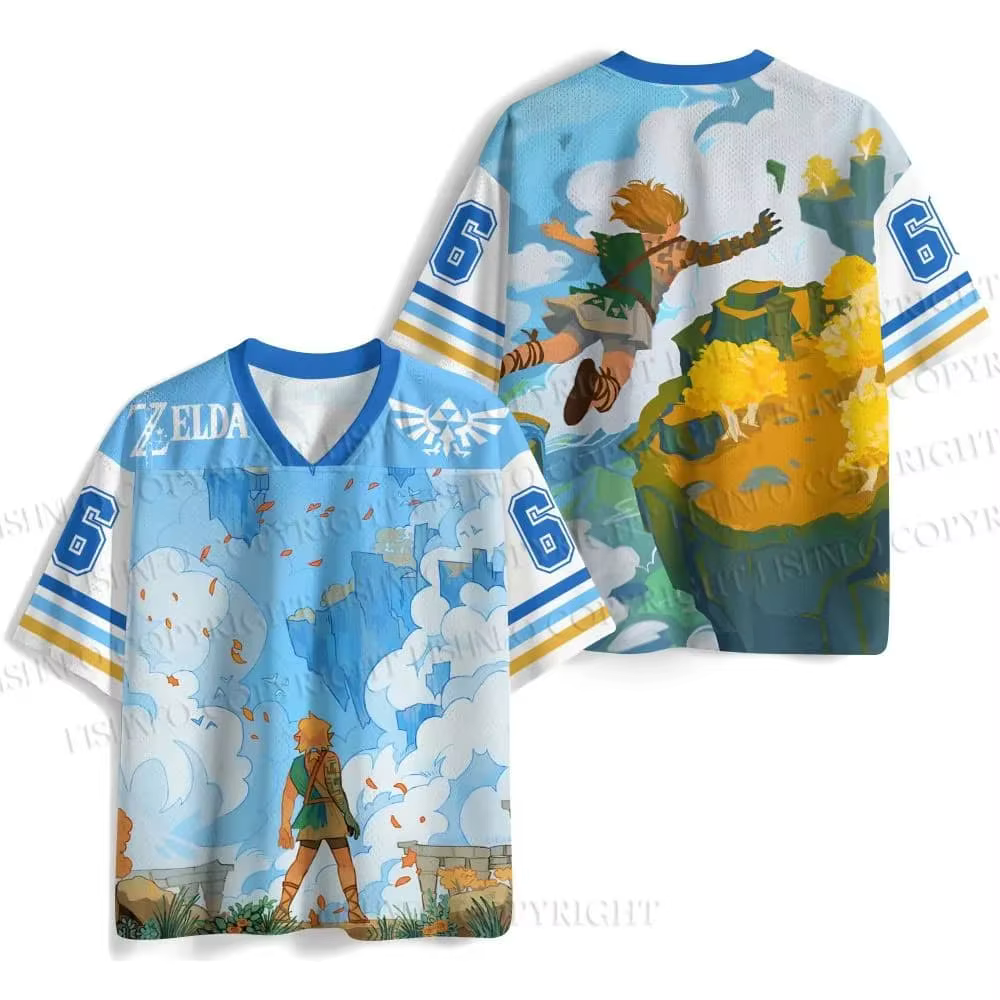 T-shirt pour enfants The Legend of Zelda Link Zelda, imprimé en 3D, col en V, manches courtes, décon