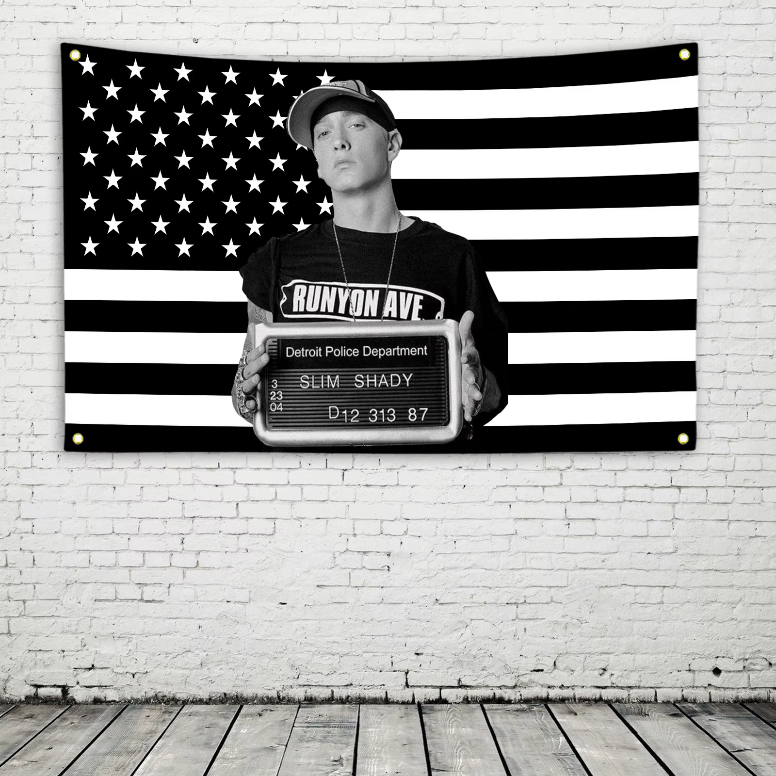 Drapeau américain noir Eminem, décorations extérieures, drapeaux personnalisés pour chambres, articl