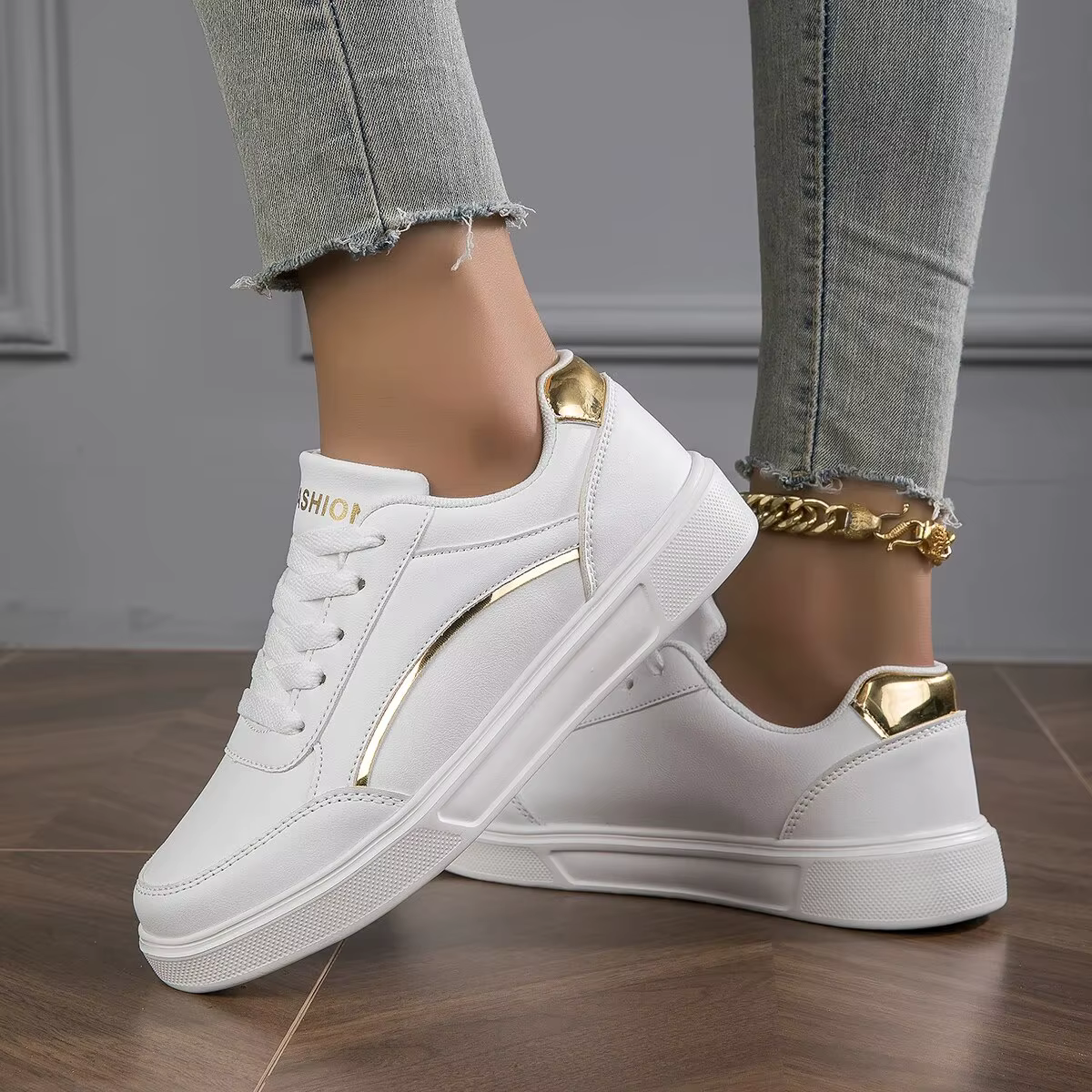 Baasploa femmes espadrilles décontractées en cuir plate-forme baskets pour femmes classiques confort