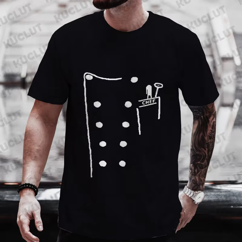 Drôle Chef t-shirt hommes à manches courtes cuisinier Chef t-shirt mode graphique col rond été à man