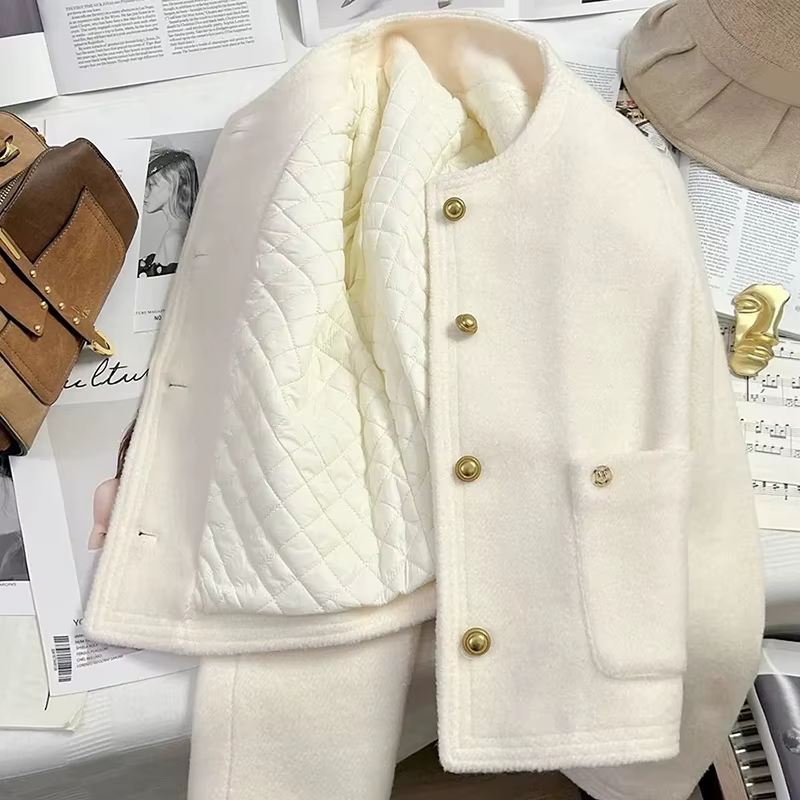 Manteaux courts à boutons blanc cassé pour femmes, petit parfum, élégant, Simple, veste de bureau dé