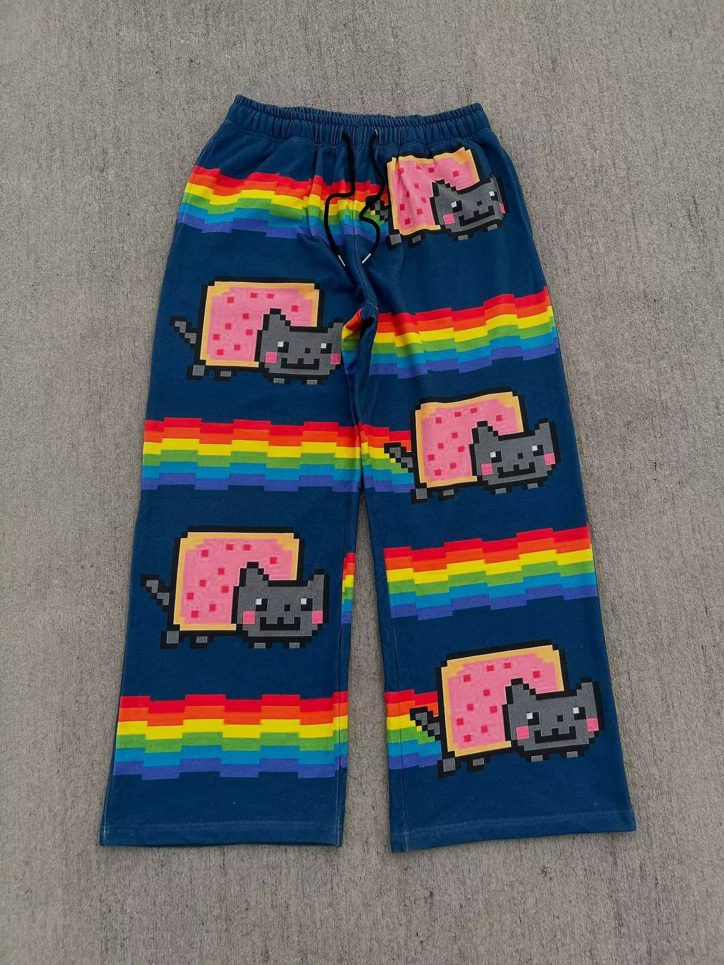 Pantalon de survêtement ample pour homme, motif chat Nyan mignon, taille élastique, style streetwear