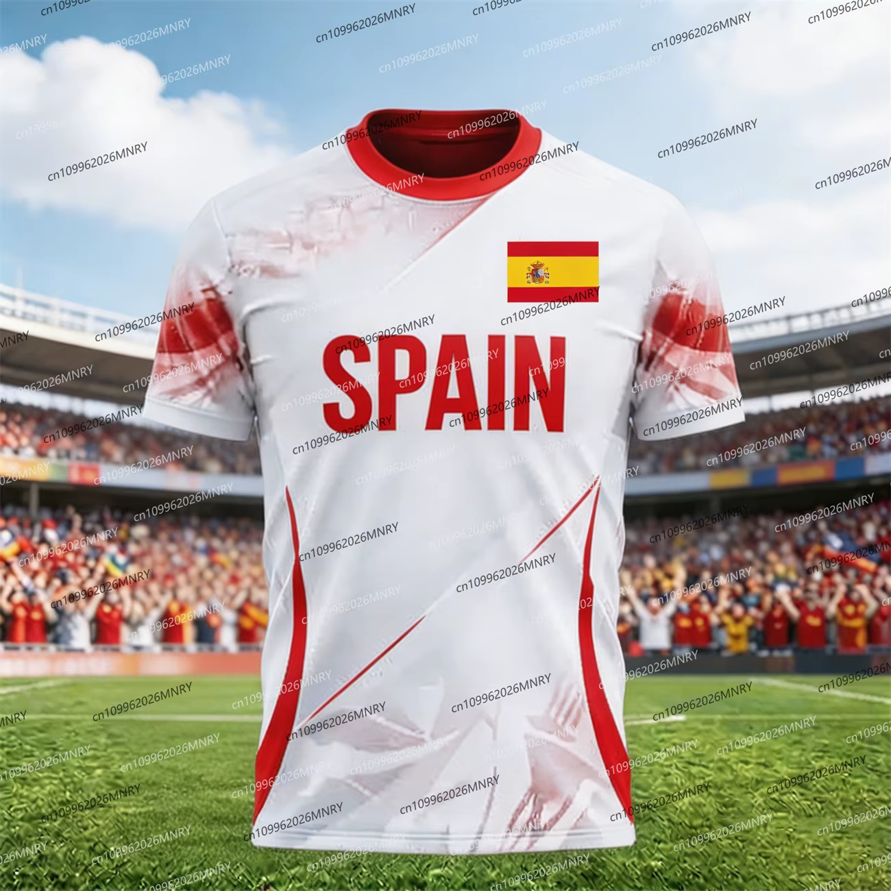 T-shirt avec emblème du drapeau espagnol 2026, T-shirts pour fans, maillots de football espagnols po