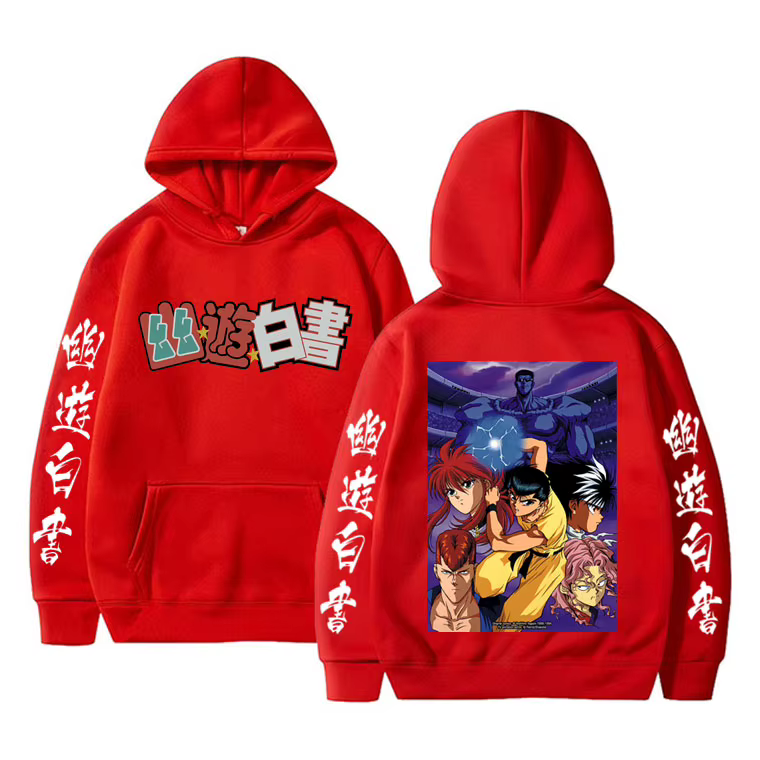 Sweat à capuche YuYu Hakusho Urameshi Yuusuke pour hommes et femmes, vintage, en coton, surdimension