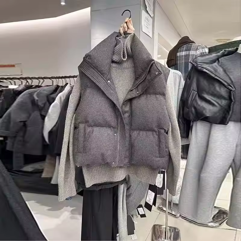Corée Chic Streetwear personnalisé gilet court Parkas décontracté élégant gilet manteau haute rue Mo