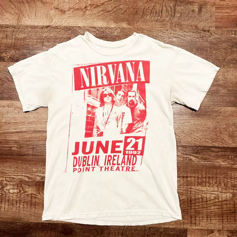 T-Shirt classique avec Logo rouge du groupe de Rock Nirvana, 100% coton, t-shirt graphique pour homm