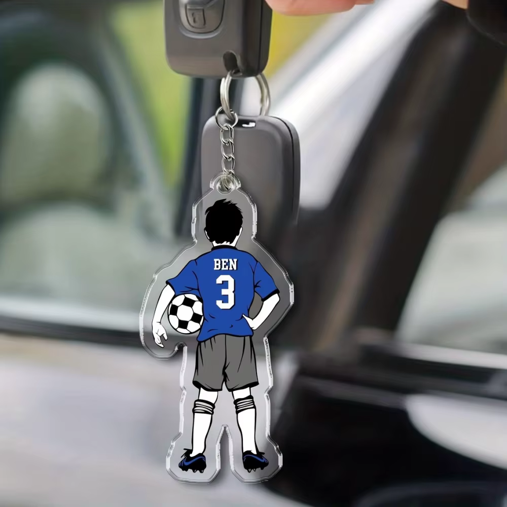 Étiquette personnalisée pour sac de football, porte-clés avec nom personnalisé, étiquette sportive, 