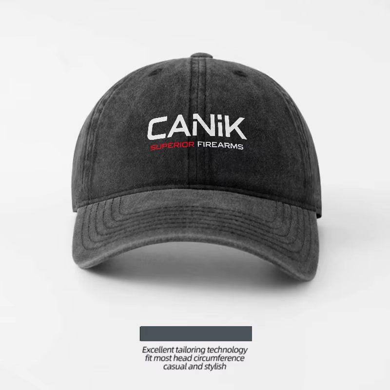 Casquette de baseball en toile délavée avec logo CANIK Tactical Firearms, respirante et réglable, po