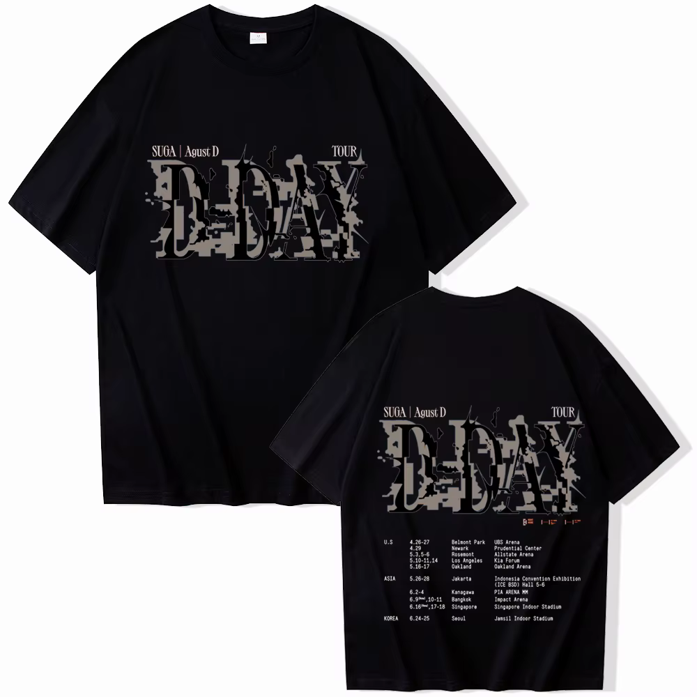 T-shirt Suga Agust D Tour, unisexe, Harajuku, col rond, manches courtes, chemises de musique populai