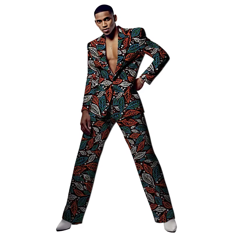 Ensemble de costume pour homme, blazer et pantalon imprimés Ankara vintage, tenue de soirée, combina