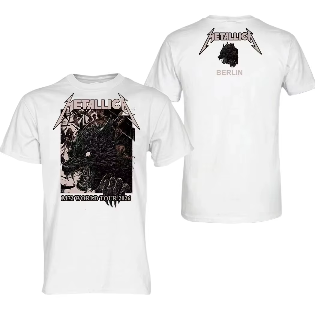 T-shirt unisexe en coton pour hommes et femmes, Metallica M72 Tour Berlin Olympiastadion Rock Merch 