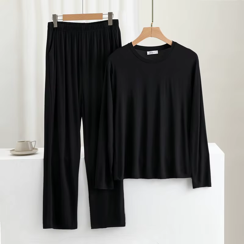 Ensemble pyjama deux pièces en coton pour homme, manches longues, pantalon large, décontracté, léger