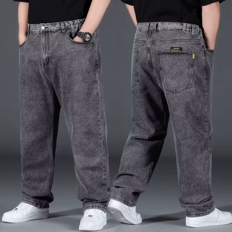 Jean surdimensionné pour homme, pantalon en Denim, grande taille, Baggy Y2k, Cargo noir, jambes larg