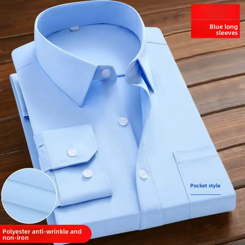 Chemise bleue à manches longues pour hommes, avec poche, nouveau Style, vêtements de travail profess