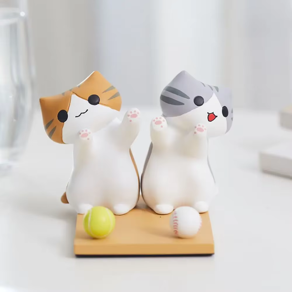 Accessoires de support de haute qualité : Figurine de chat mignon paresseux, support de téléphone, s