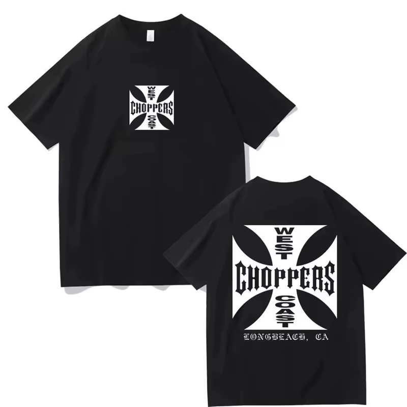 T-shirt d'été à la mode pour femmes et hommes, en coton, imprimé West Coast Choppers, décontracté, à