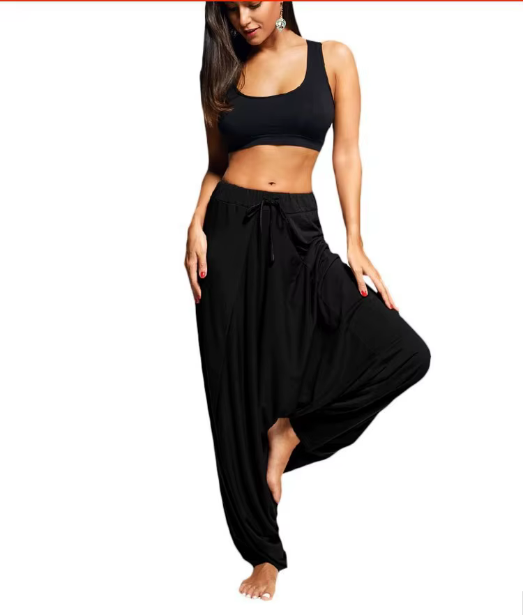 Pantalon sarouel décontracté pour femmes, ample, asymétrique, taille haute, couleur unie, poches uni