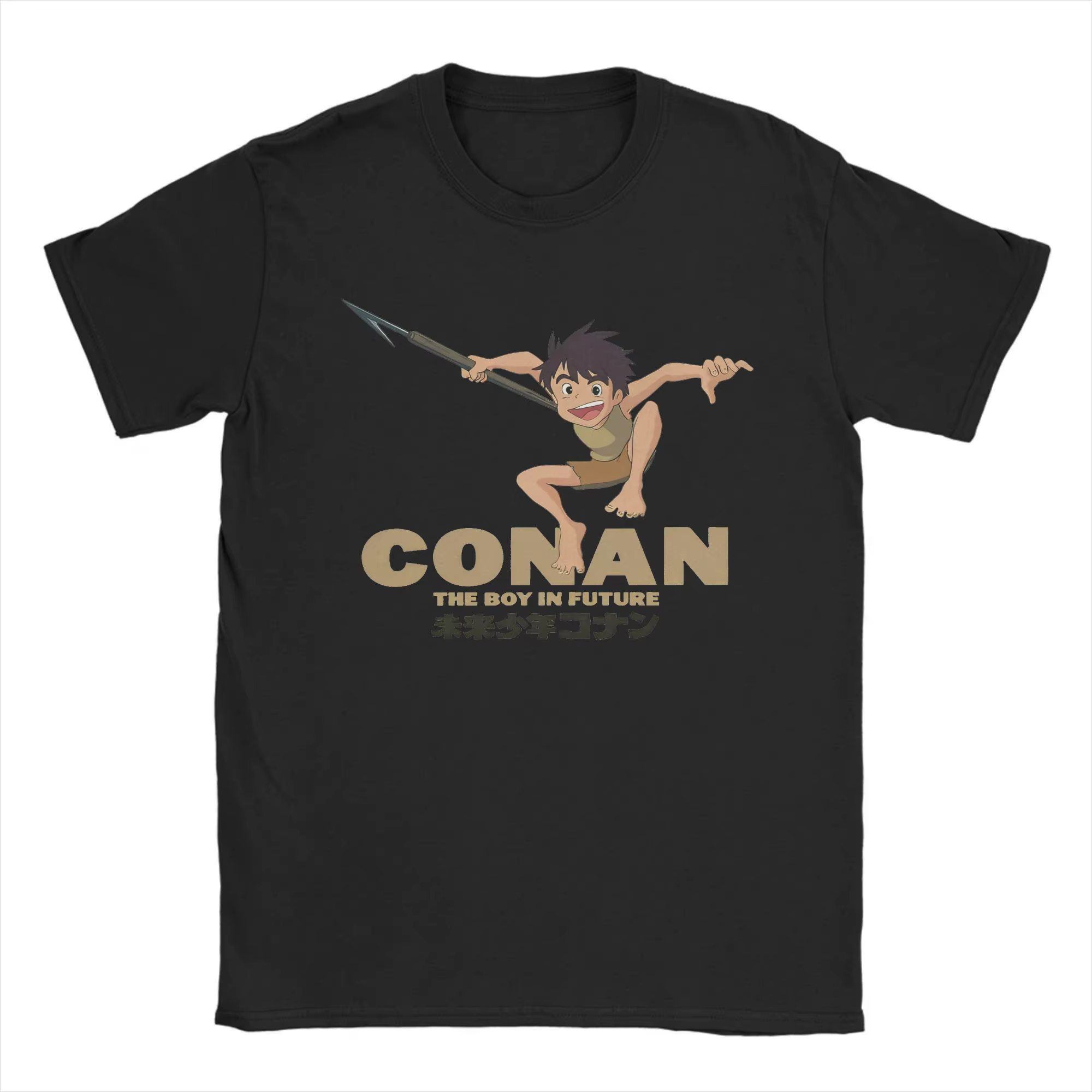 T-Shirt manches courtes col rond pour homme, 100% coton, décontracté, Conan The Future Boy, dessin a