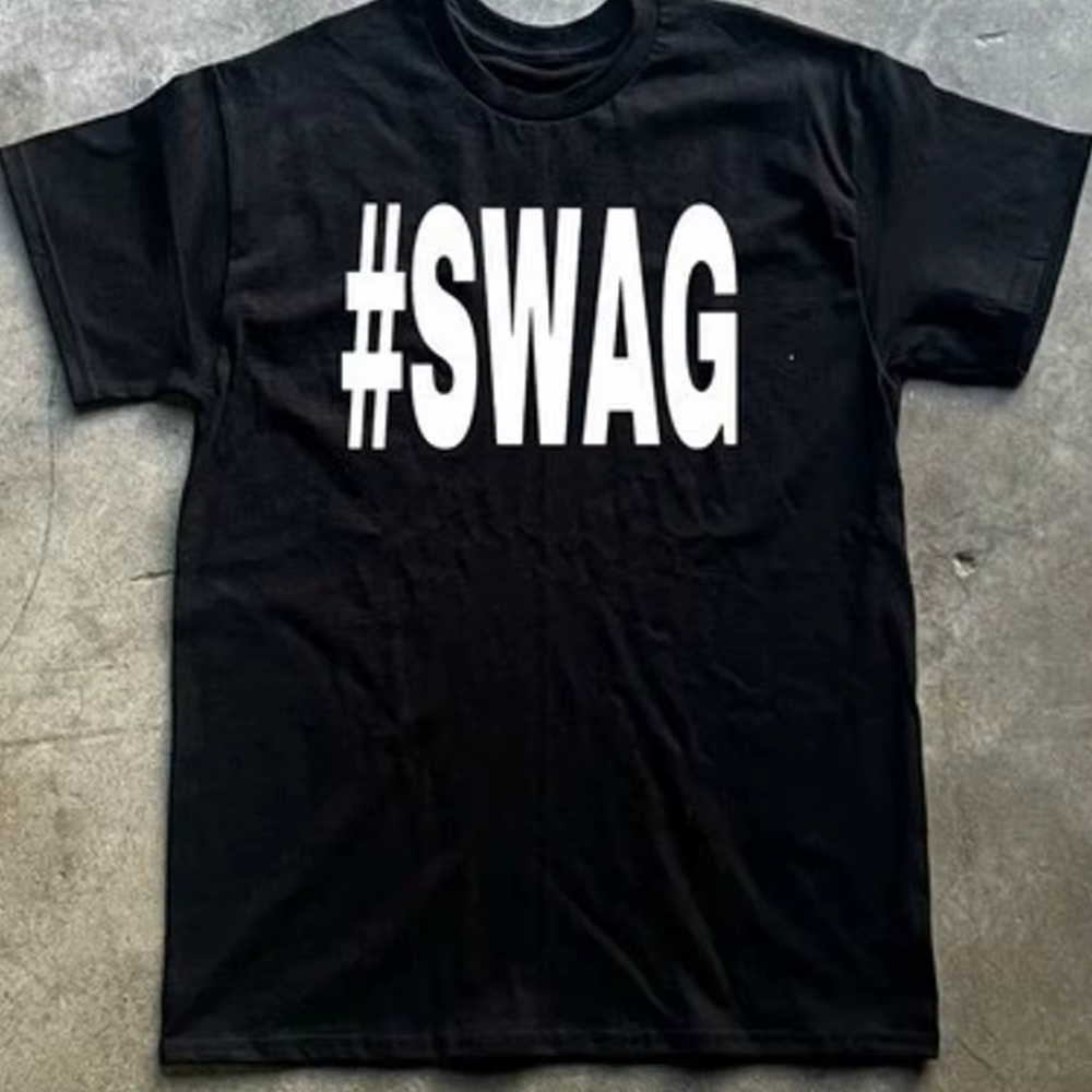 T-shirt Swag Y2K pour homme, col rond décontracté, tissu légèrement extensible, coupe régulière, mot