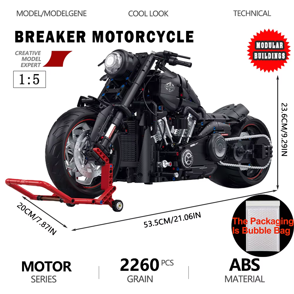 Breaker Halei – blocs de construction de modèle de moto, taille 1:5, briques techniques, décoration 