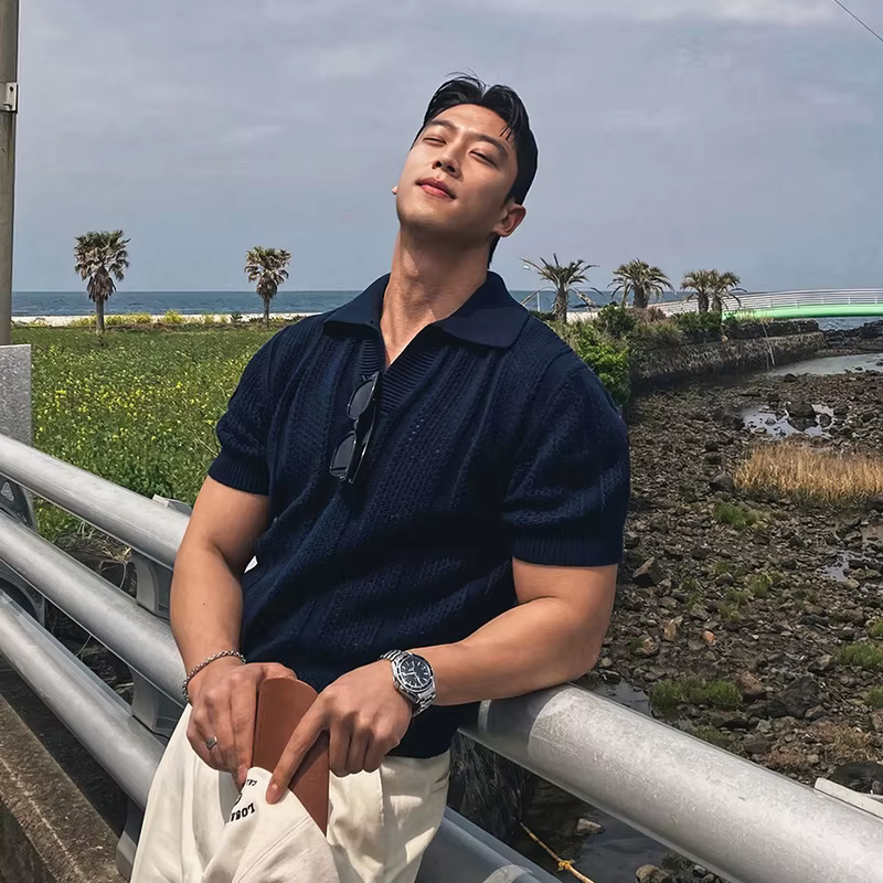 Polo évidé à manches courtes et col en V pour hommes, Streetwear rétro, Tricots solides, Vêtements d