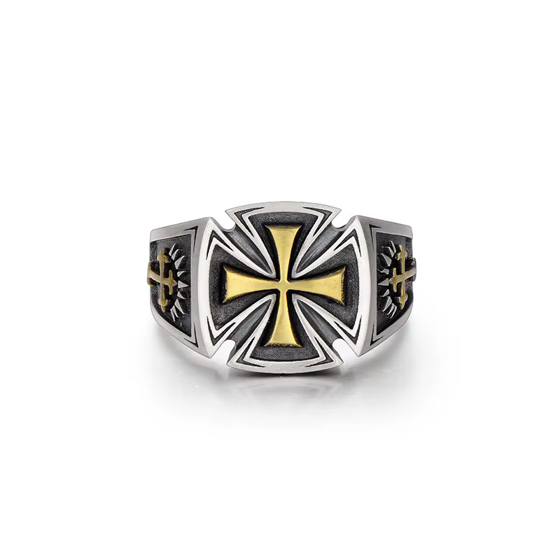 Bague rétro Croix de Guerre pour hommes, accessoires croisés, couleur argent, Punk gothique, anneau 