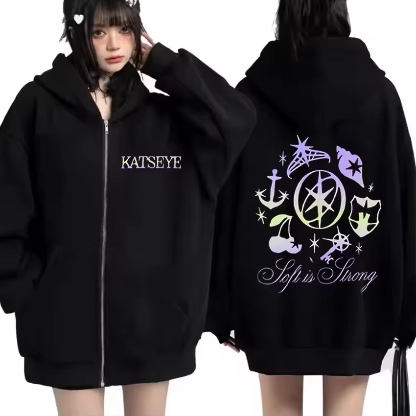 Katseye graphique survêtement vintage à capuche hommes femmes 2026 hauts polaire mode vêtements Hip 