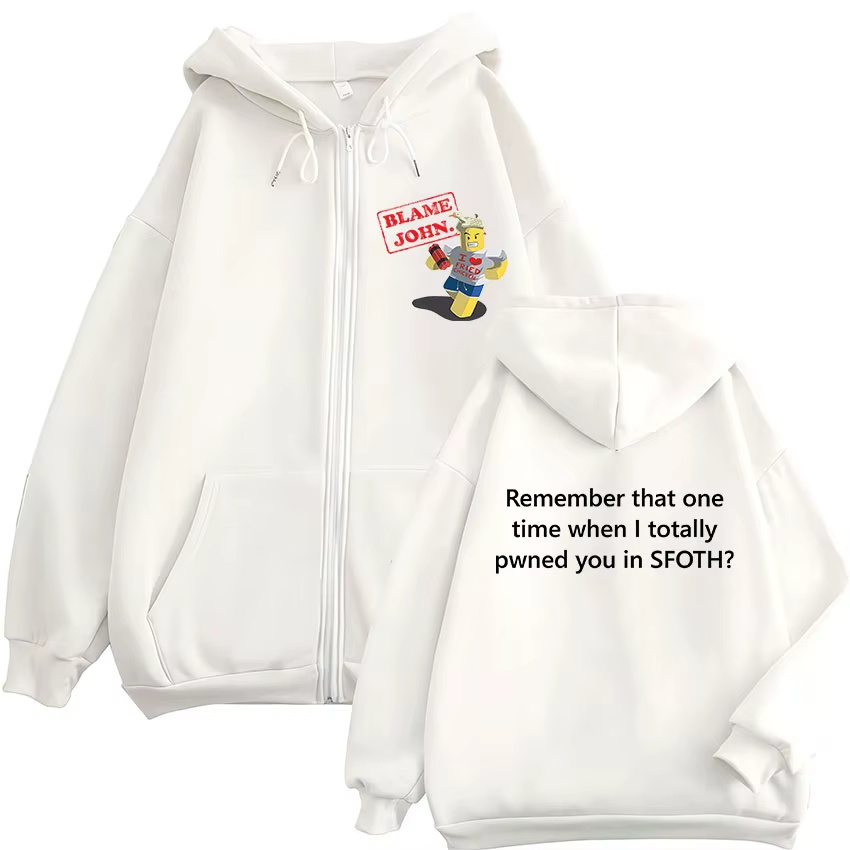 Sweat à capuche avec fermeture éclair pour homme et femme, drôle, Blame John Meme, Shedletsky Forsak