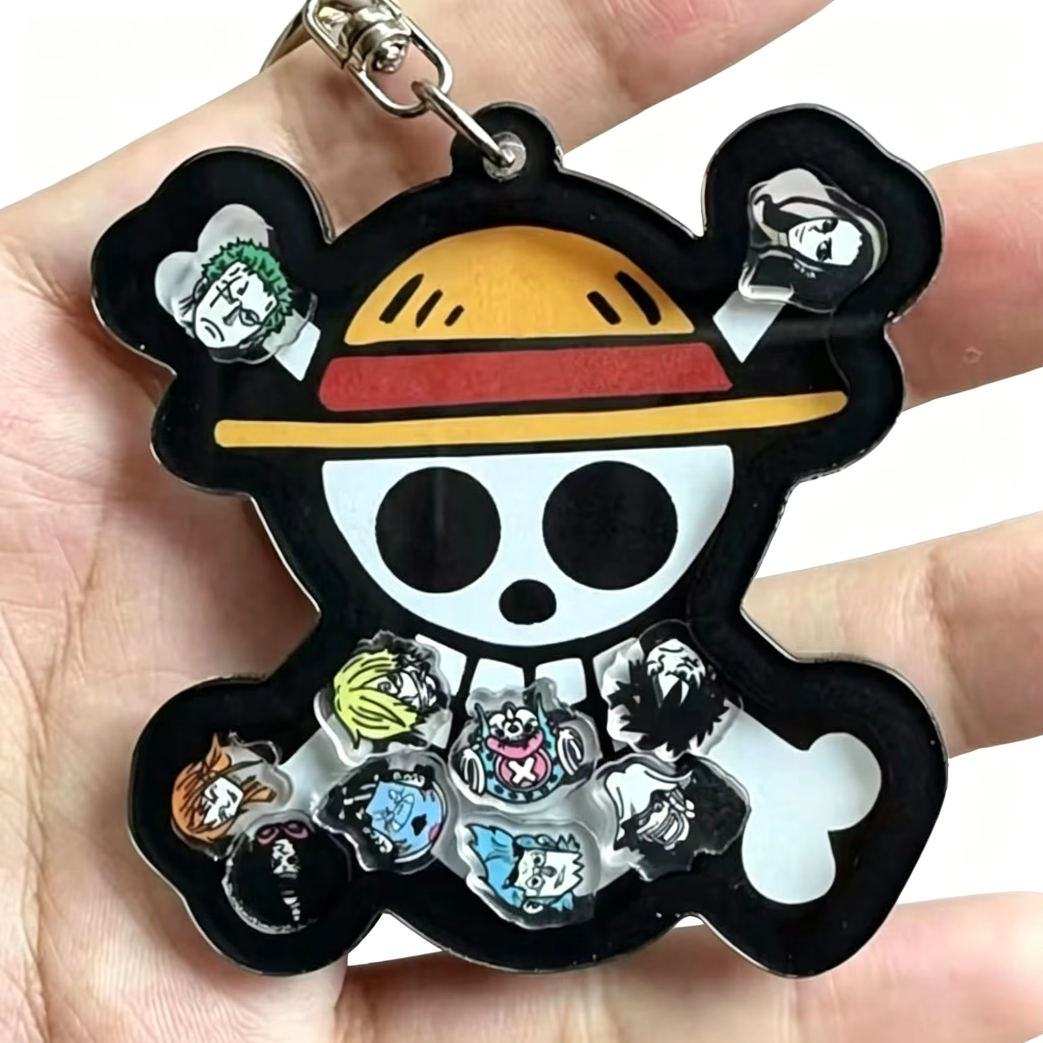 Porte-clés Crâne de Pirate One Piece pour Décoration de Sac à Dos, Pendentif Mignon en Acrylique, Ac