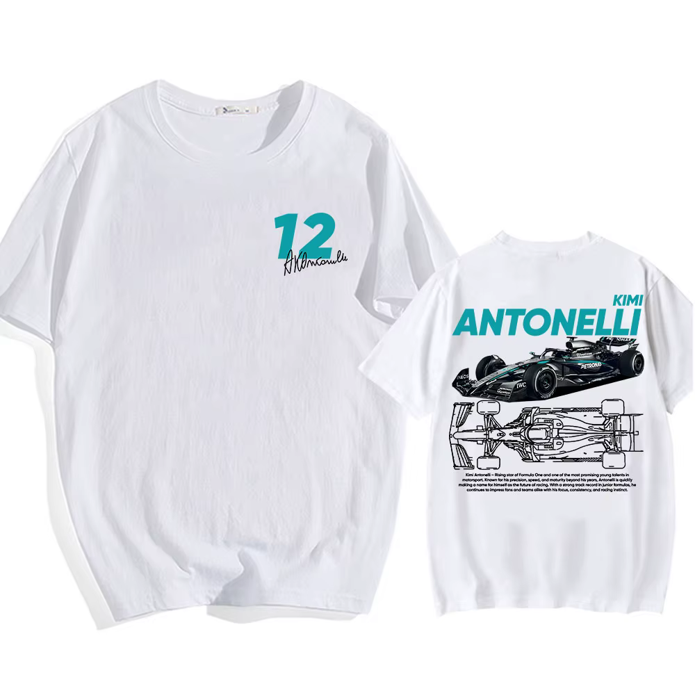 T-shirts unisexes Racing Driver Kimi No.12 Antonelli, streetwear en coton, col rond, pour hommes/fem
