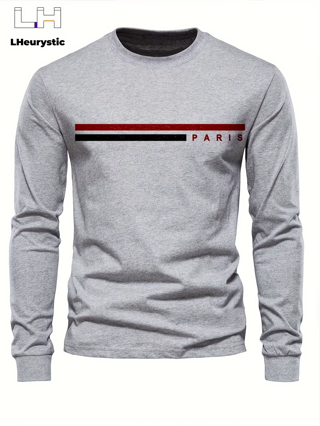 T-shirt à manches longues et col rond pour homme, 100% pur coton, ample, confortable, décontracté, i