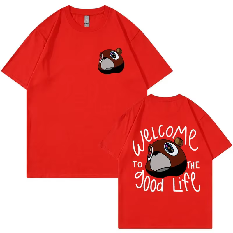 Kanye West Graduation Bea The Good Life T-shirt imprimé pour hommes et femmes, T-shirt vintage, Écon