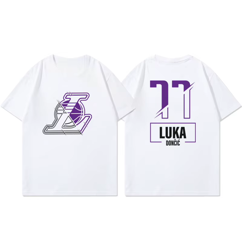 T-shirt à manches courtes Lakers Luka Doncic pour femmes et hommes, tenue d'entraînement de basket-b